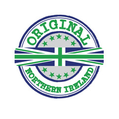 Vector Stamp for Original logo with text Northern Ireland and Tying in the middle with nation Flag.