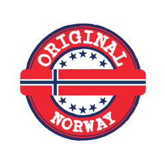 Vector Stamp for Original logo with text Norway and Tying in the middle with nation Flag.