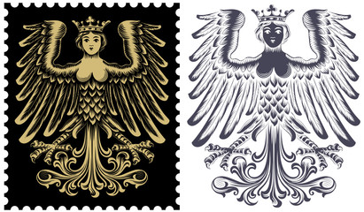 Vector Mythologie clipart. Heraldic Harpies.