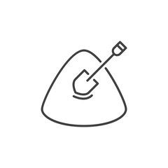 Shovel in sand vector concept outline icon or design element