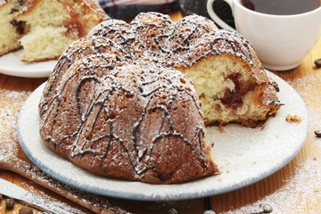 A biscuit cake with chocolat