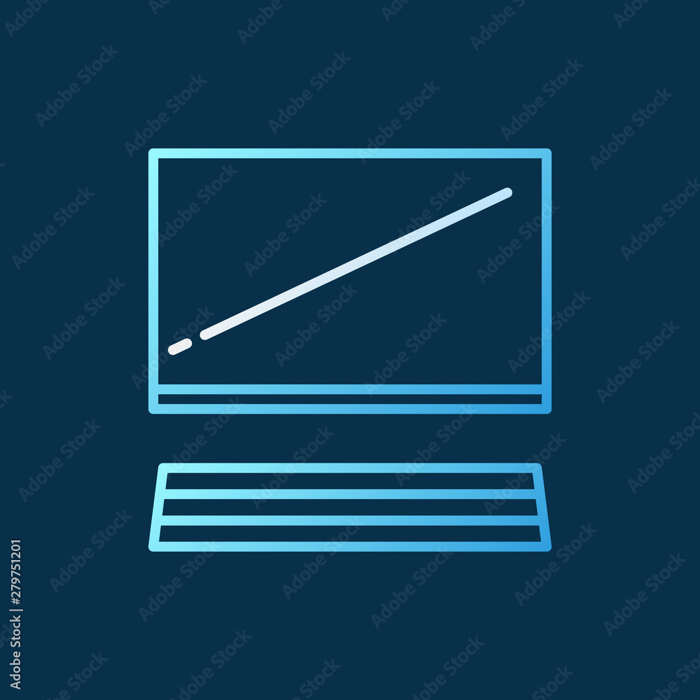 Poster video game console with tv vector concept colored linear icon on dark background