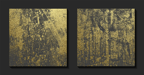 Gold grunge texture to create distressed effect. Patina scratch golden elements. Vintage abstract illustration. Bright sketch surface. Overlay distress grain graphic design.