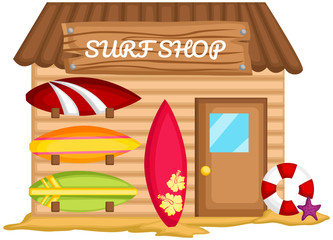  a vector of a surf shack in the beach
