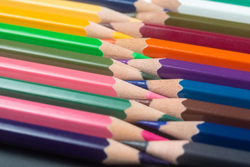 Unity and diversity. Still Life Conceptual - Colored Pencils on isolated backround.  Shallow depth of field