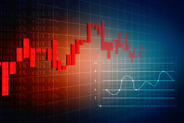 2d rendering Stock market online business concept. business Graph 