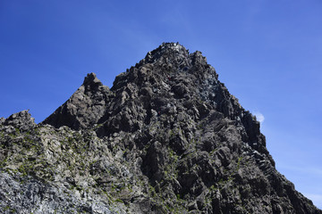 Mountain climber climbing Mt. Yarigatake, Japan Alps