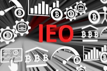 IEO concept blurred background 3d render illustration