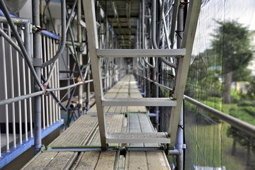 Construction scaffolding and temporary steel stairs