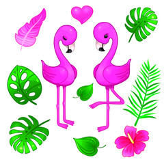 Naklejka premium Tropical summer set
