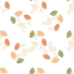 Abstract grunge shapes and flowers wild chamomile seamless pattern. Daisy flower vector background.