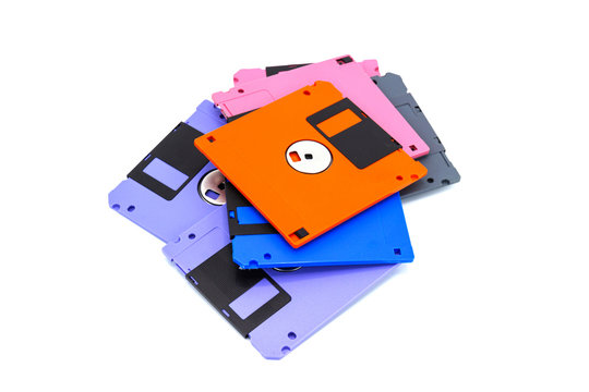 A floppy disk , also called a floppy, diskette isolated white background