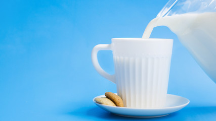 Cup of milk with cookies