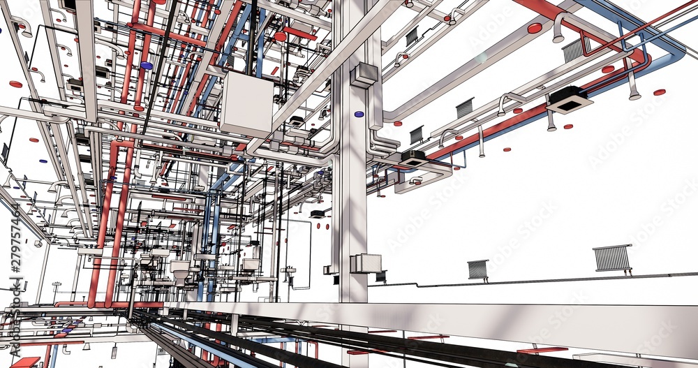 Poster bim model visualization of the conceptual model utilities of the building