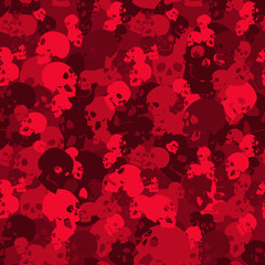 Skull camo seamless pattern. Camouflage in red colors. Military  vector background for your design. - obrazy, fototapety, plakaty