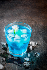 Iced blue alcohol cocktail