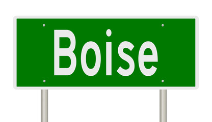 Rendering of a green highway sign for Boise Idaho