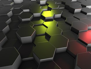 Abstract 3d background of hexagons. 3d rendering