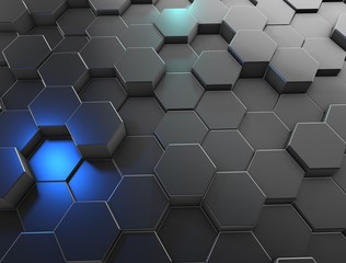 Abstract 3d background of hexagons. 3d rendering