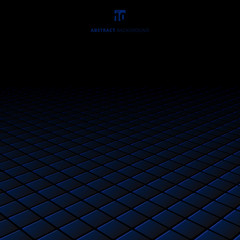 Abstract black and blue square pattern perspective background and texture with space for text. Luxury style. Repeat geometric grid.