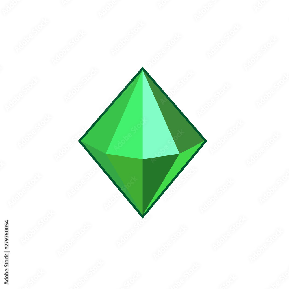 Poster green crystal and gemstones line icon template color editable. diamond symbol vector sign isolated o