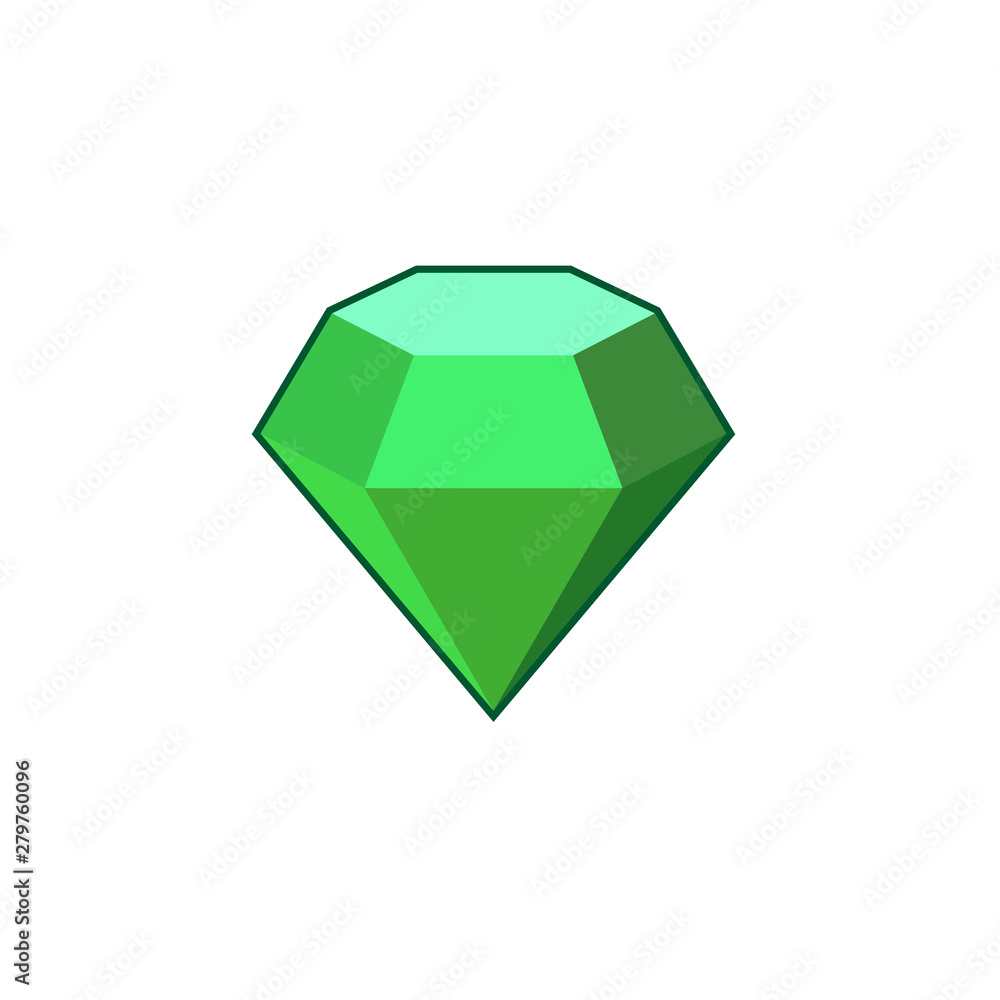 Poster green crystal and gemstones line icon template color editable. diamond symbol vector sign isolated o