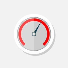 Speedometer sticker on white background. Speedometer icon simple sign