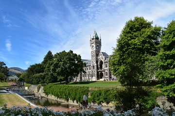 Clock tower in Dunedin, New Zealand