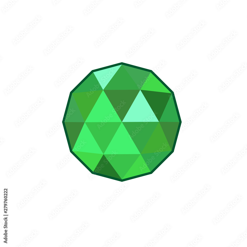 Aufkleber green crystal and gemstones line icon template color editable. diamond symbol vector sign isolated o
