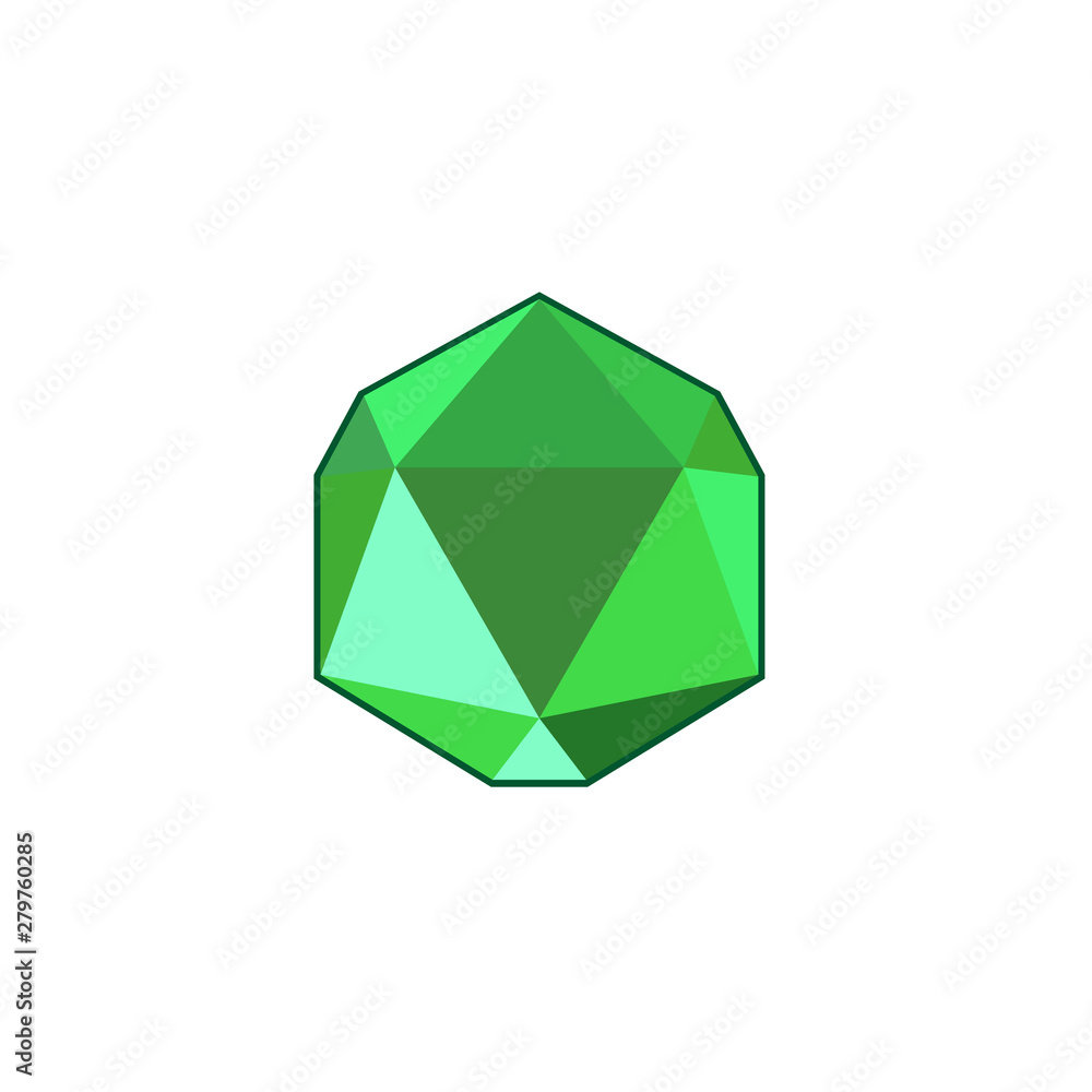 Poster green crystal and gemstones line icon template color editable. diamond symbol vector sign isolated o