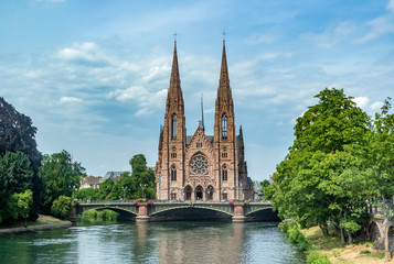 Fototapeta na wymiar Reformed Church of St. Paul in Strasbourg, France