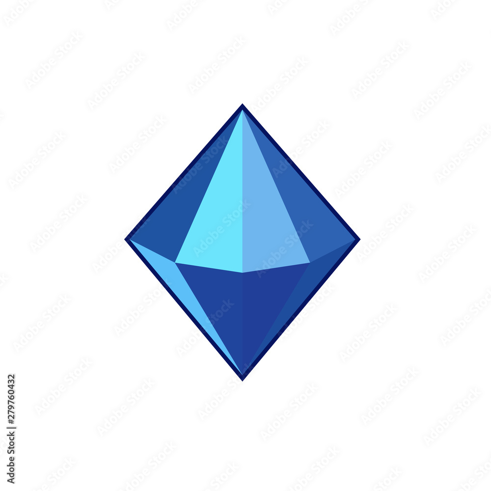 Poster Blue crystal and gemstones line icon template color editable. Diamond symbol vector sign isolated on white background. Sympel logo vector illustration for graphic and web design