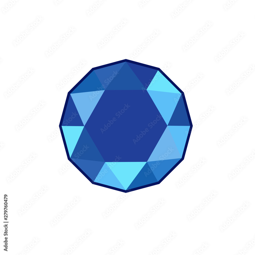 Poster blue crystal and gemstones line icon template color editable. diamond symbol vector sign isolated on