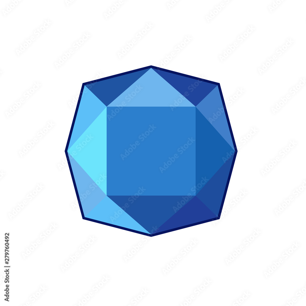 Poster blue crystal and gemstones line icon template color editable. diamond symbol vector sign isolated on