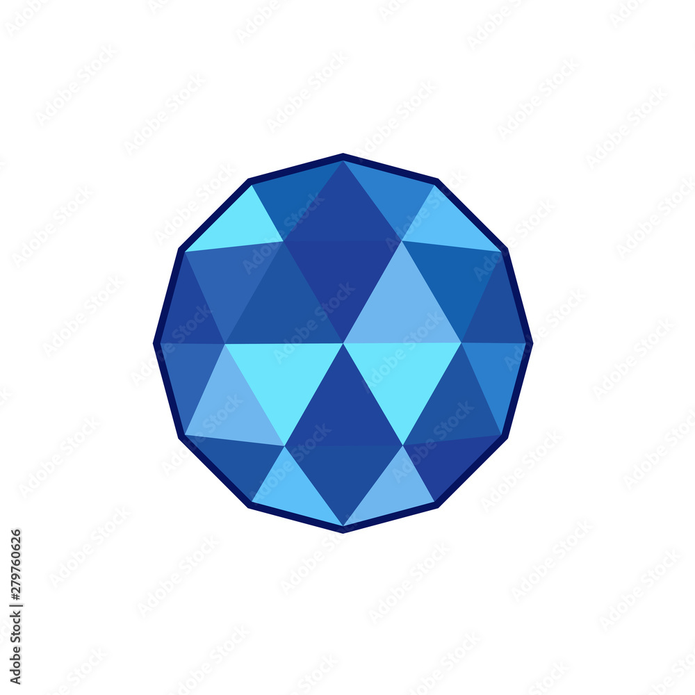 Poster blue crystal and gemstones line icon template color editable. diamond symbol vector sign isolated on