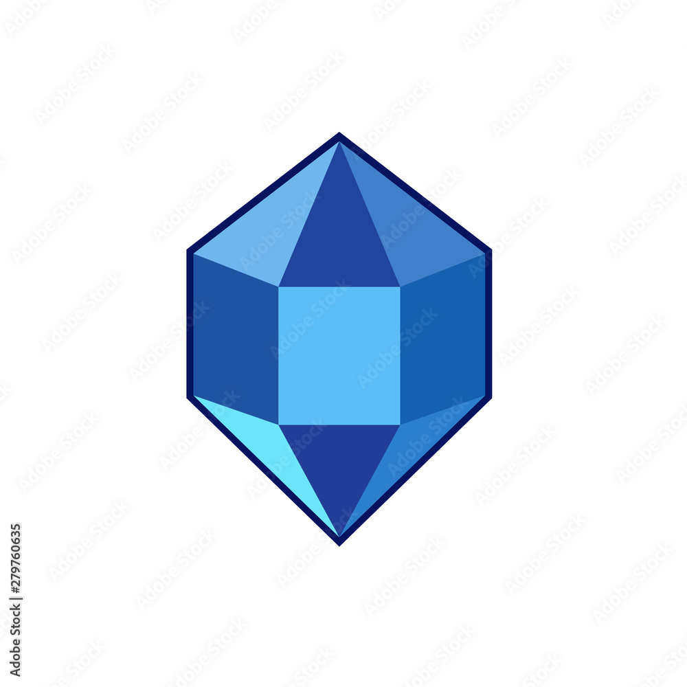 Poster blue crystal and gemstones line icon template color editable. diamond symbol vector sign isolated on