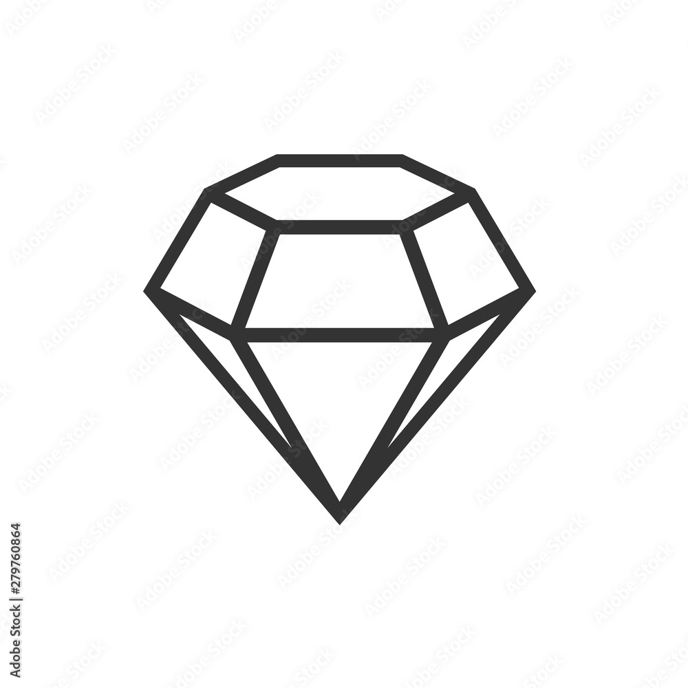 Aufkleber crystal and gemstones line icon template color editable. diamond symbol vector sign isolated on whit