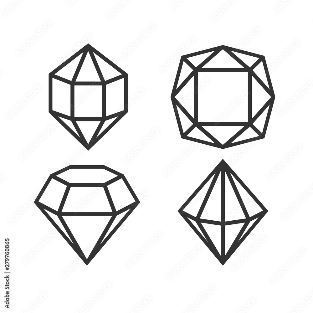 Aufkleber crystal and gemstones line icon template color editable. diamond symbol vector sign isolated on whit