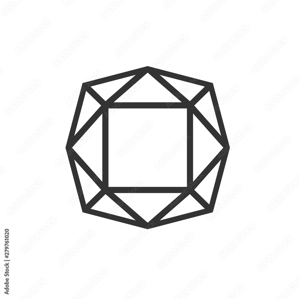 Poster crystal and gemstones line icon template color editable. diamond symbol vector sign isolated on whit