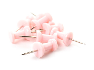 Drawing pins on white background