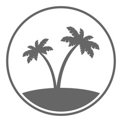 Palm tree on island. Vector icon.