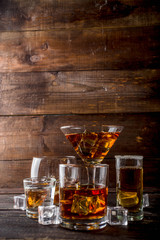 Selection of hard strong alcoholic drinks