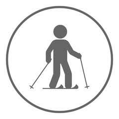 Skier icon. Ski running symbol. Vector.