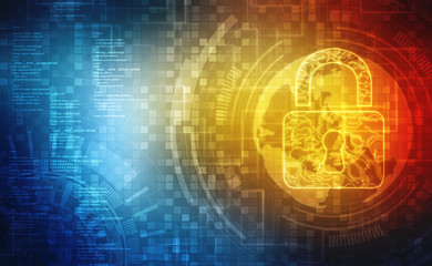 2d illustration Safety concept: Closed Padlock on digital background, internet Security technology background