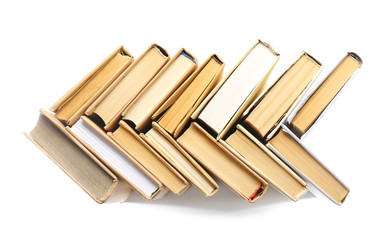 Many books on white background