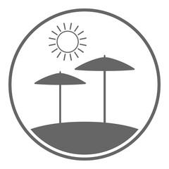 Beach icon. Sun and umbrella. Vector.