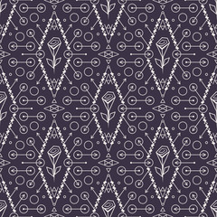 Vector Tribal Seamless Pattern with Rose
