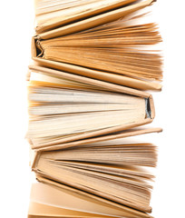 Many books on white background