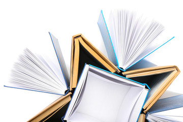Composition with books on white background