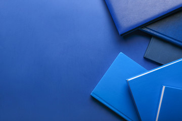Many books on color background
